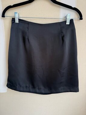 Chelsea & Violet Black Satin Mini Skirt
